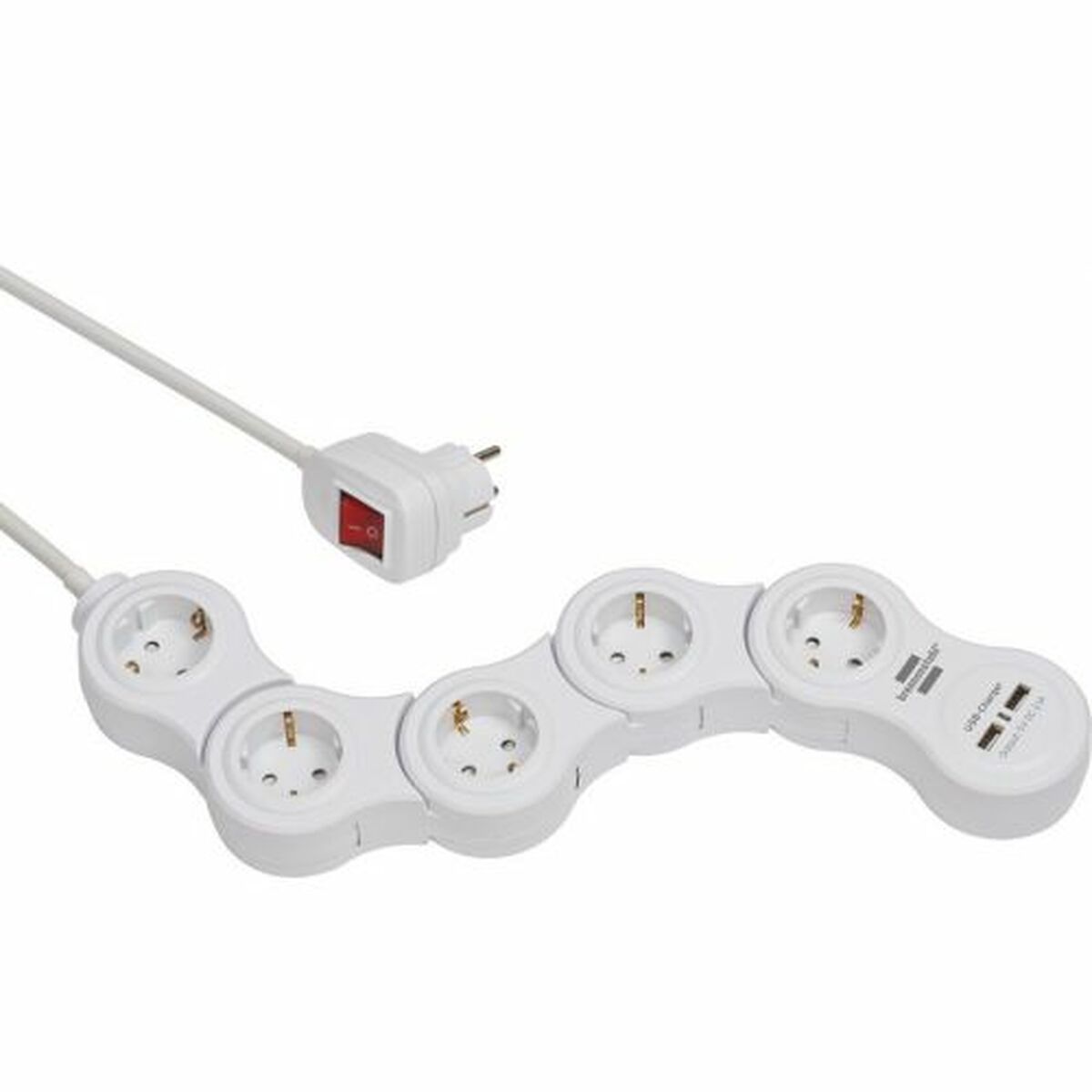 Picture of Power Socket - 5 sockets with Switch Brennenstuhl Vario-Power White 3600 W USB x 2 (1,4 m)