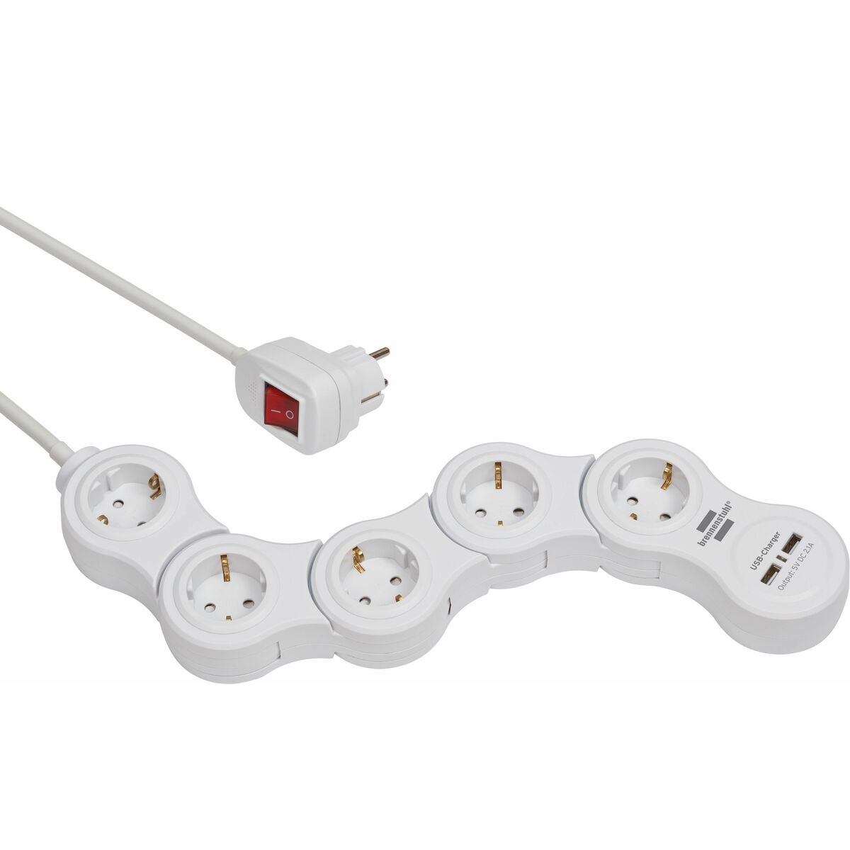 Picture of Power Socket - 5 sockets with Switch Brennenstuhl Vario-Power White 3600 W USB x 2 (1,4 m)