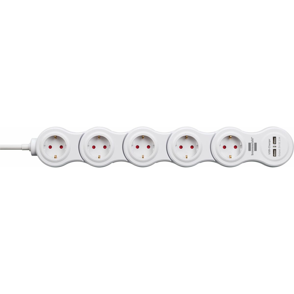 Picture of Power Socket - 5 sockets with Switch Brennenstuhl Vario-Power White 3600 W USB x 2 (1,4 m)