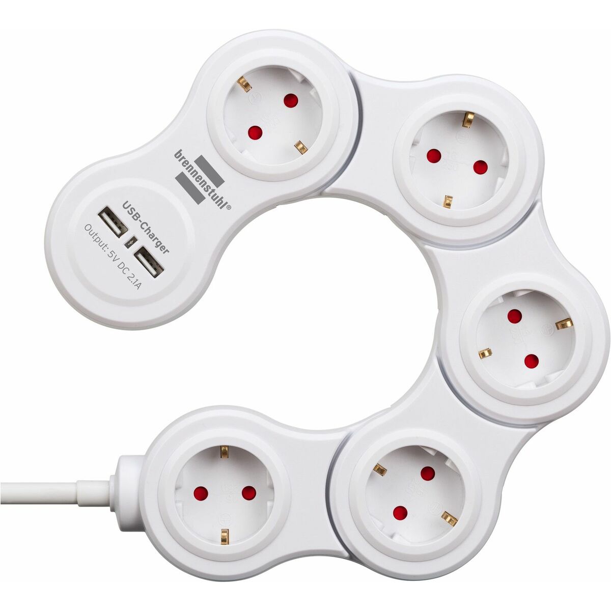 Picture of Power Socket - 5 sockets with Switch Brennenstuhl Vario-Power White 3600 W USB x 2 (1,4 m)