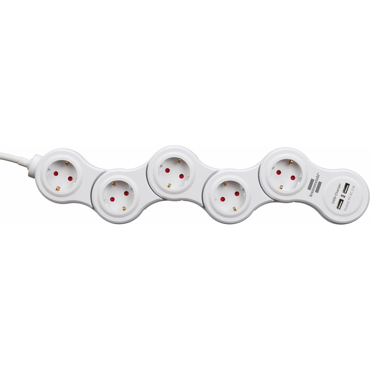 Picture of Power Socket - 5 sockets with Switch Brennenstuhl Vario-Power White 3600 W USB x 2 (1,4 m)