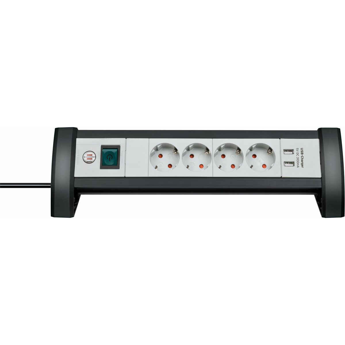 Picture of 4-socket plugboard with power switch Brennenstuhl Premium-Office-Line 3600 W Black USB x 2 (1,8 m)