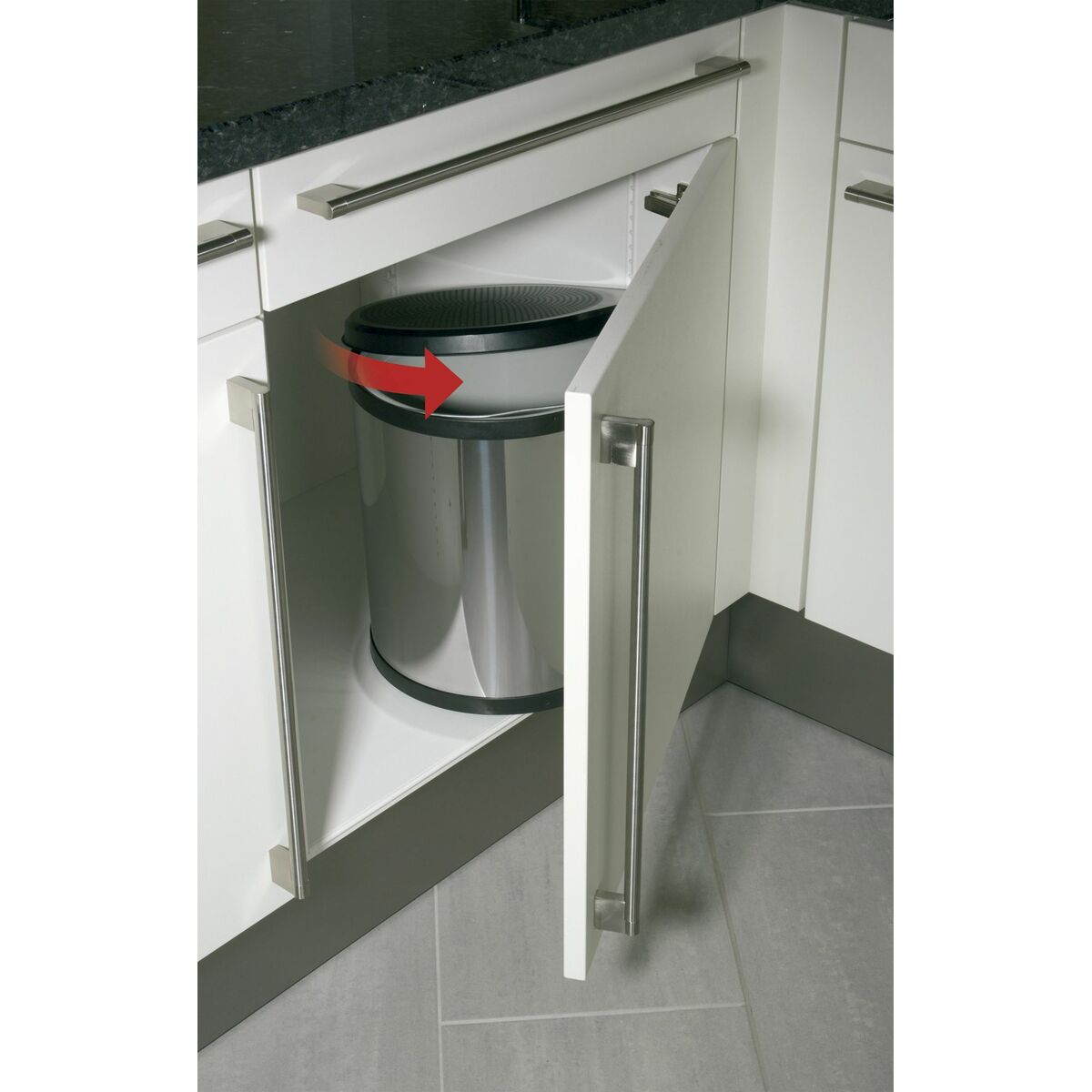 Vuilnisemmer Hailo Compact-Box Staal 15 L Zwart Grijs Integreerbaar