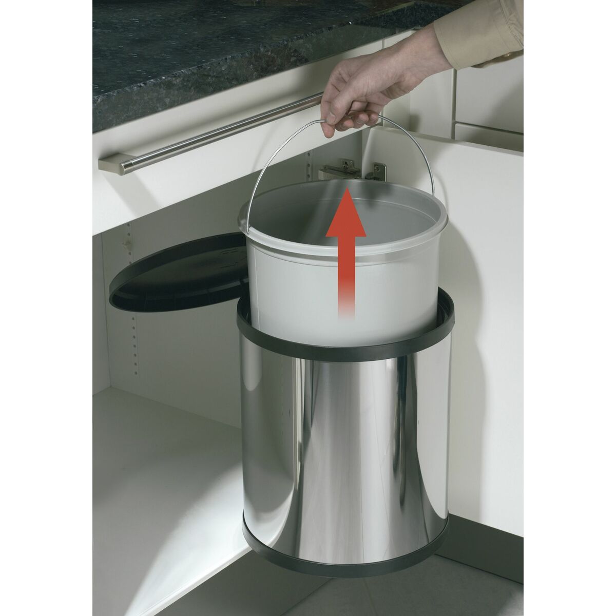 Vuilnisemmer Hailo Compact-Box Staal 15 L Zwart Grijs Integreerbaar