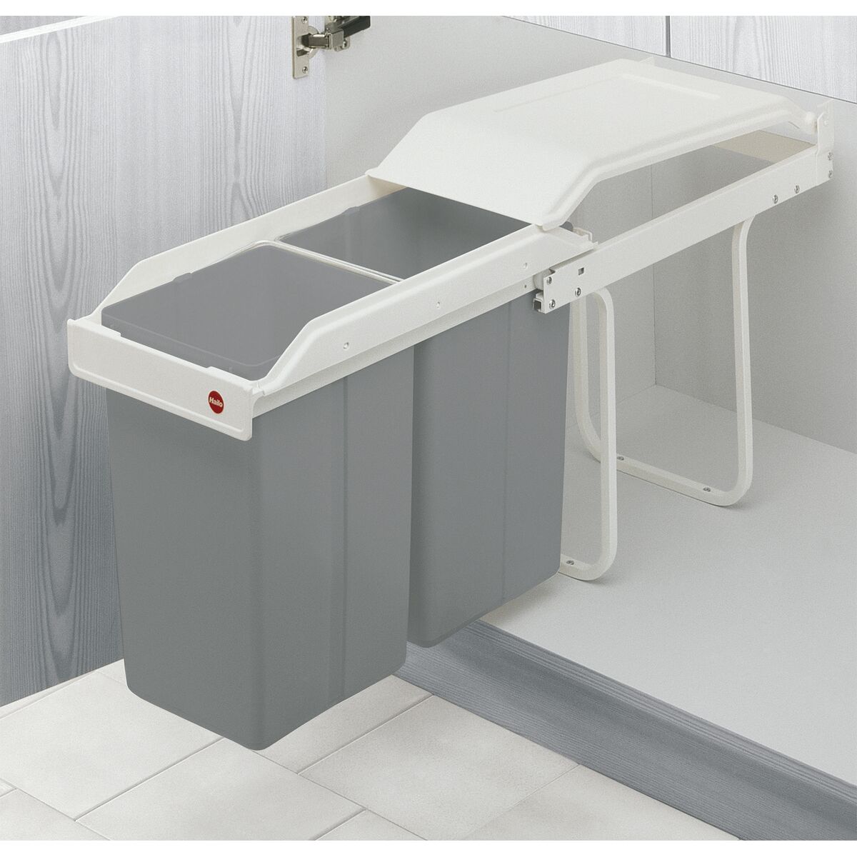 Vuilnisemmer Hailo Multi-Box duo L Wit Grijs Crème Staal Plastic 2 lades 14 L Integreerbaar (2 Stuks)