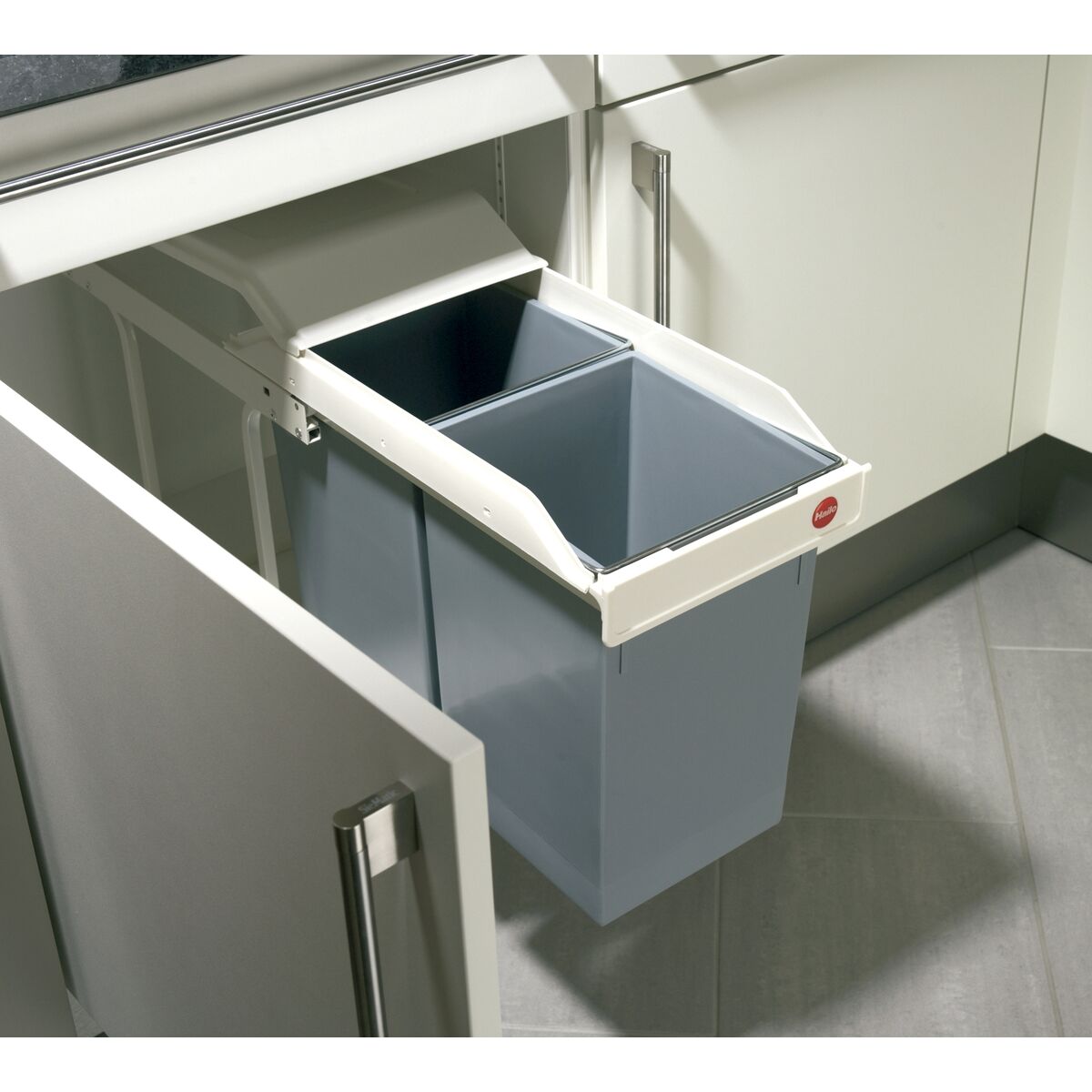 Vuilnisemmer Hailo Multi-Box duo L Wit Grijs Crème Staal Plastic 2 lades 14 L Integreerbaar (2 Stuks)