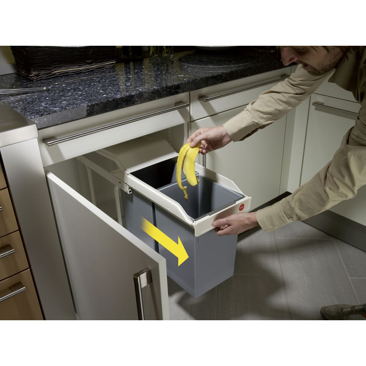 Vuilnisemmer Hailo Multi-Box duo L Wit Grijs Crème Staal Plastic 2 lades 14 L Integreerbaar (2 Stuks)