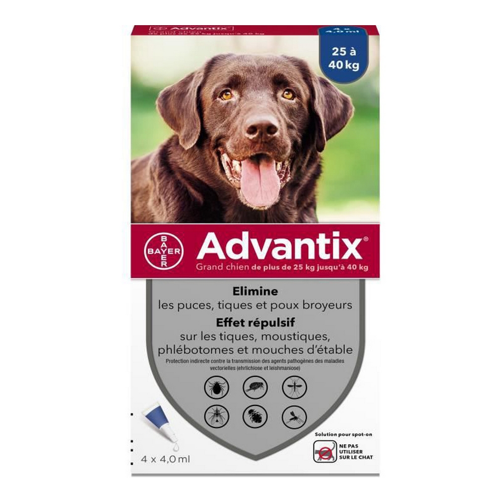 Antiparasites Advantix Pipettes 25-40 Kg 4 ml 4 Unités