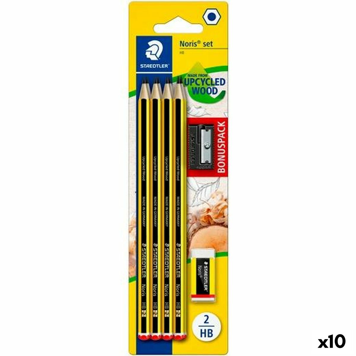 Σετ Μολύβια Staedtler Εξάγωνο HB Ξύστρα Γόμα (x10)