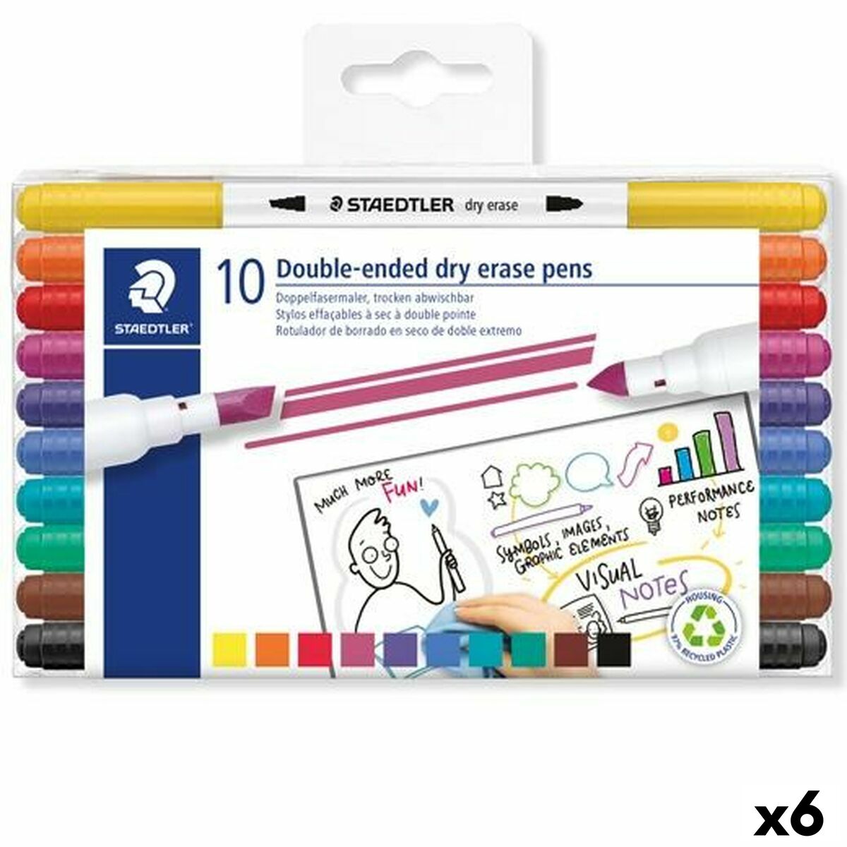 Δείκτες υγρής κιμωλίας Staedtler LUMOCOLOR 10 Τεμάχια (x6)