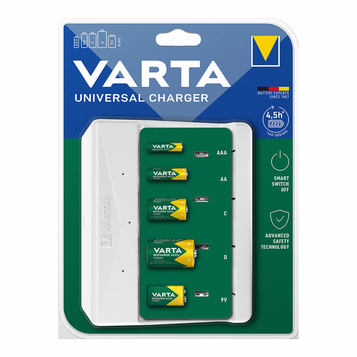 Chargeur de batterie Varta 57658 4 Batteries Universel