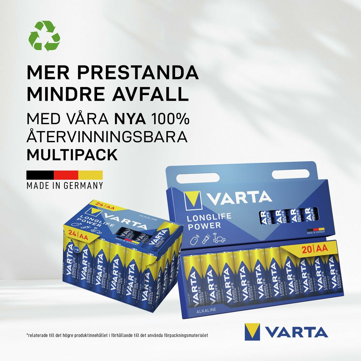 Afbeeldingen van Batteries Varta alkalina longlife power aa - lr06 1,5 V AA LR06 (24 Pieces) (24 Units)