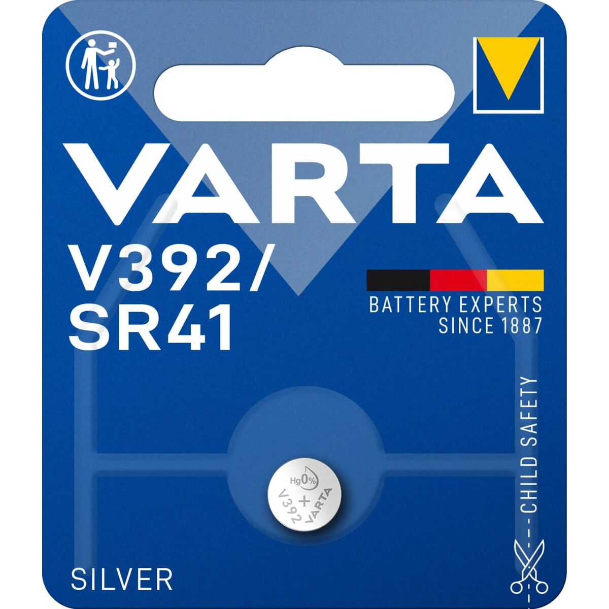 Pile bouton Varta Silver Oxyde d'argent 1,55 V SR41