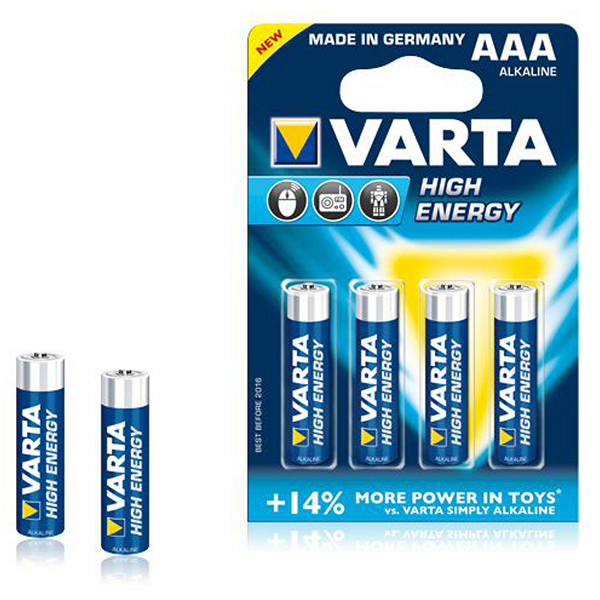 Pila Alcalina Varta LR03 1,5 V AAA High Energy (4 pcs) Azul