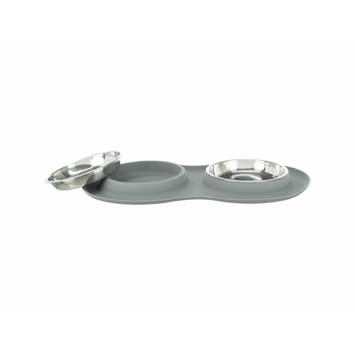 Dog Feeder Trixie Grey Stainless steel Ø 16 cm Double 2 × 0,3 L 47 × 3 × 26 CM, view 3