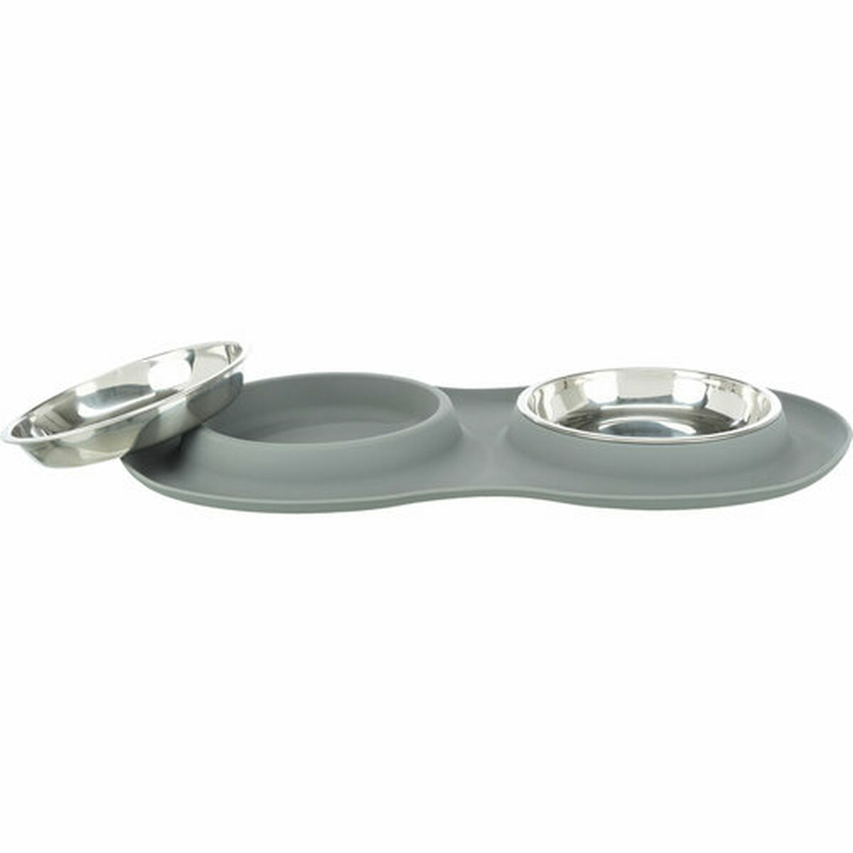 Dog Feeder Trixie Grey Stainless steel Ø 16 cm Double 2 × 0,3 L 47 × 3 × 26 CM, view 4