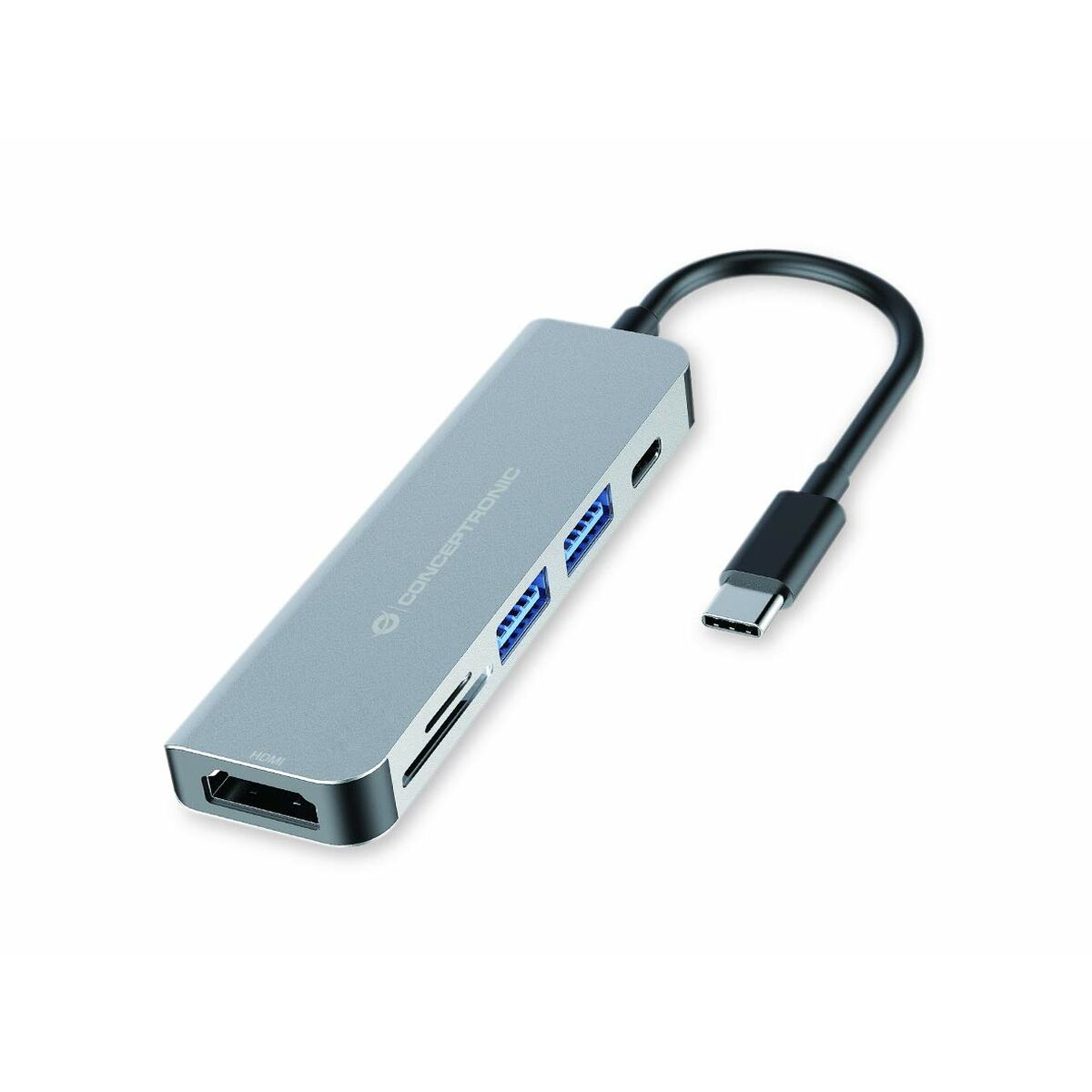 Hub USB Conceptronic Gris 6 en 1