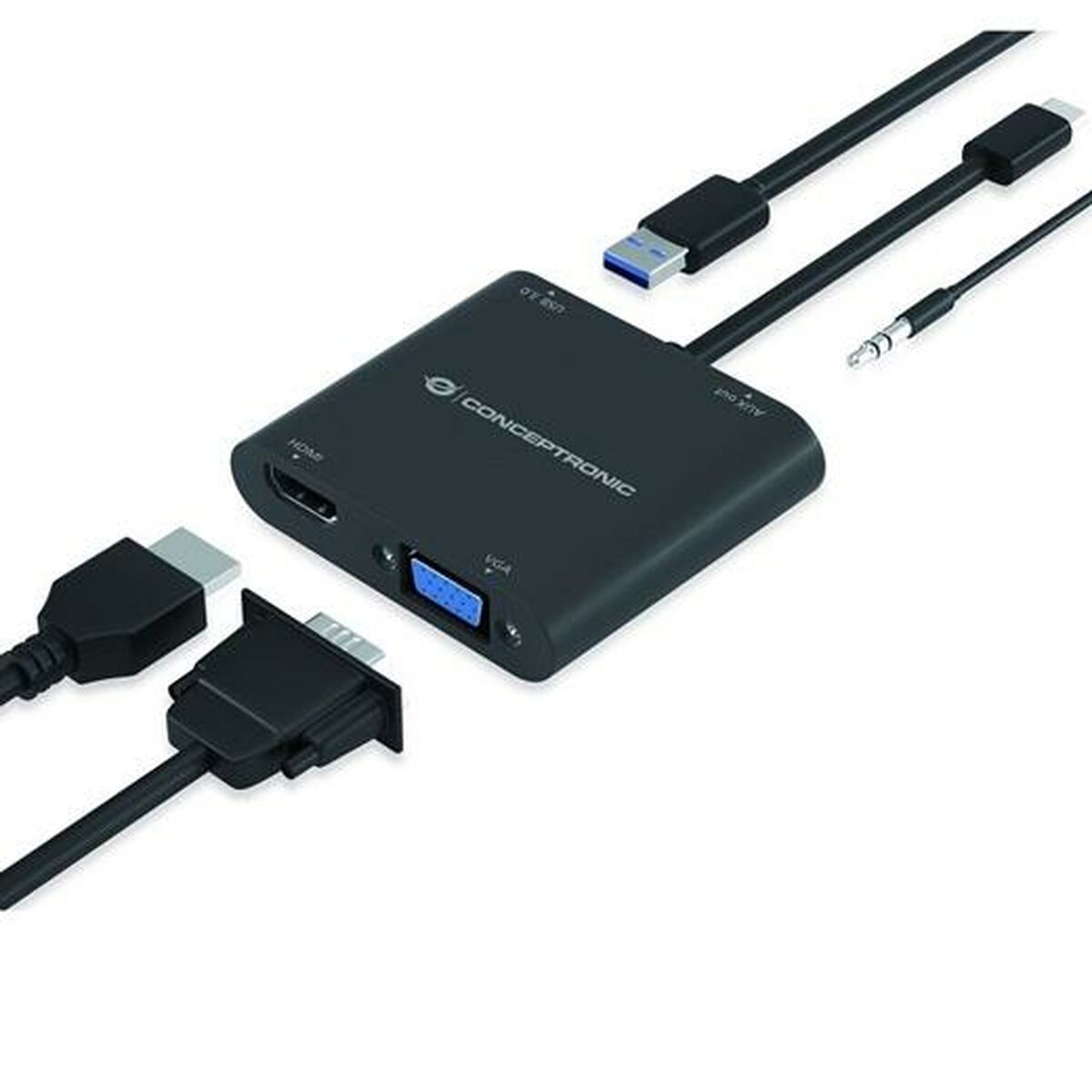 Hub USB Conceptronic Noir 4 en 1