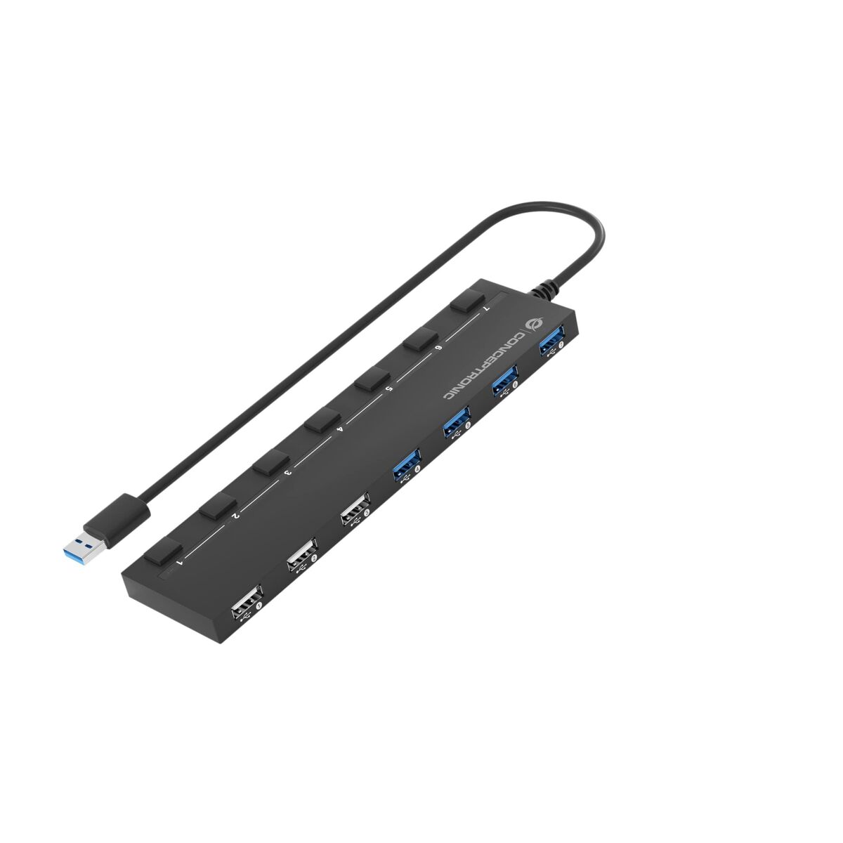 Hub USB Conceptronic HUBBIES09BP Noir 7 en 1