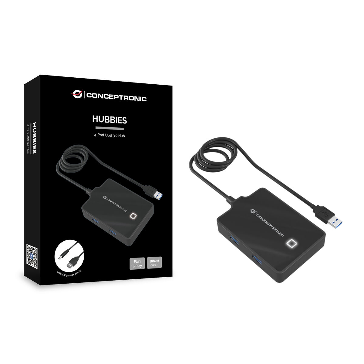 Hub USB Conceptronic HUBBIES11B Noir