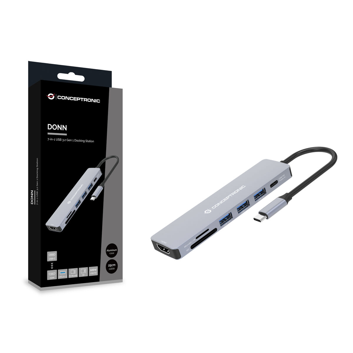Afbeeldingen van USB Hub Conceptronic 110519207101 Grey Multicolour 100 W