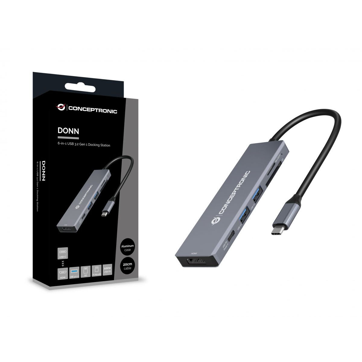 Afbeeldingen van USB Hub Conceptronic 110520207101 Grey 100 W