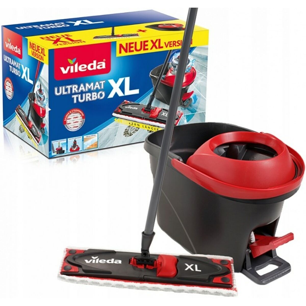 Mop with Bucket Vileda Ultramat Turbo XL Noir Rouge Microfibre