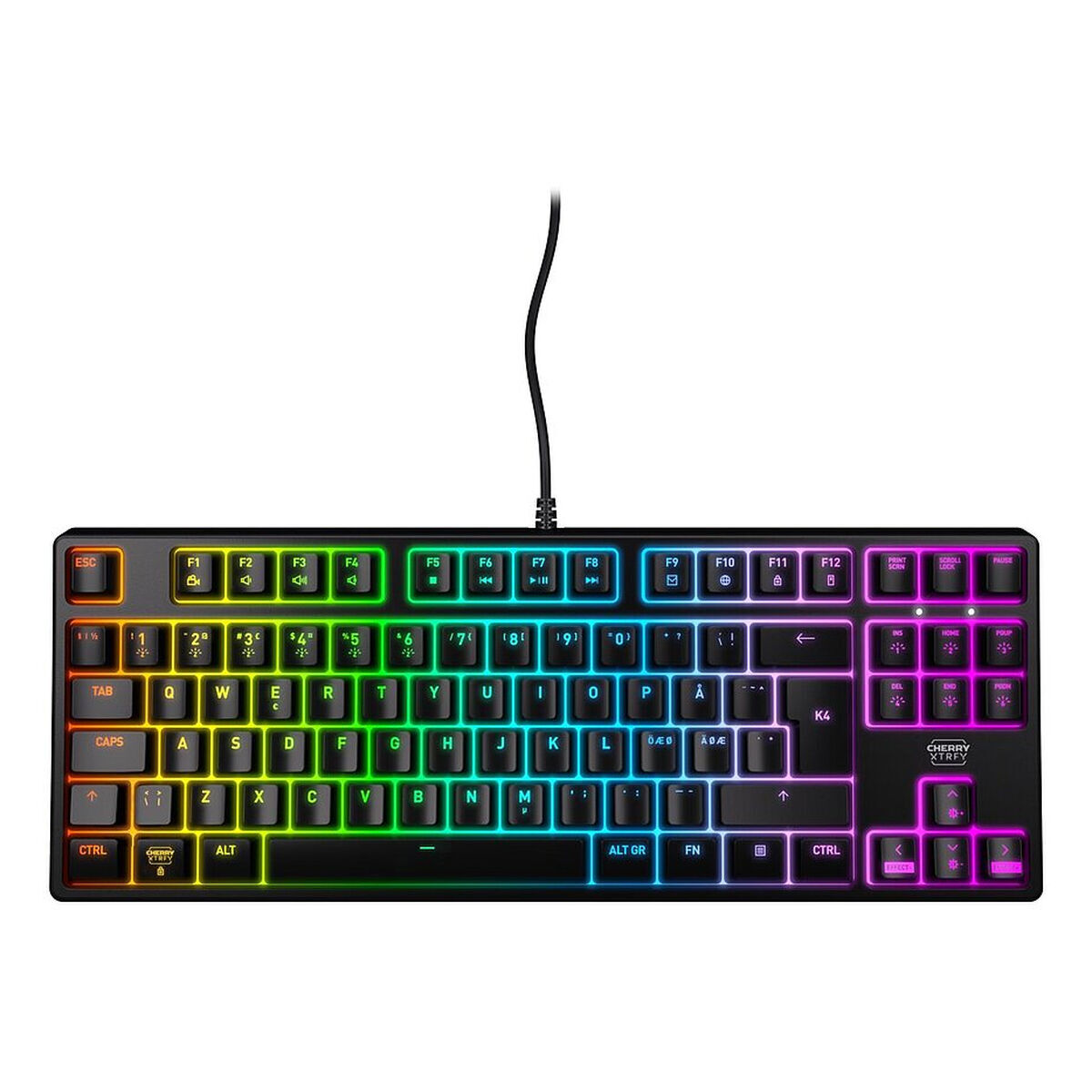 Picture of Keyboard Cherry CX-K4V2-RGB-TKL-R-ES Black Spanish QWERTY