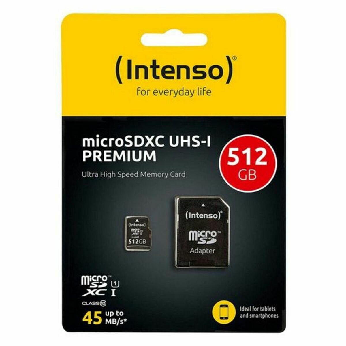 Picture of Micro SD Memory Card with Adaptor INTENSO 3423493 512 GB