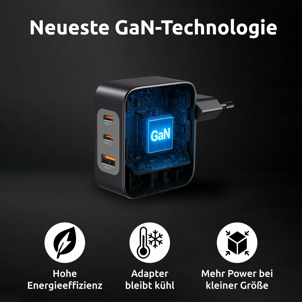 Afbeeldingen van Wall Charger INTENSO GaN W100ACC Black 100 W