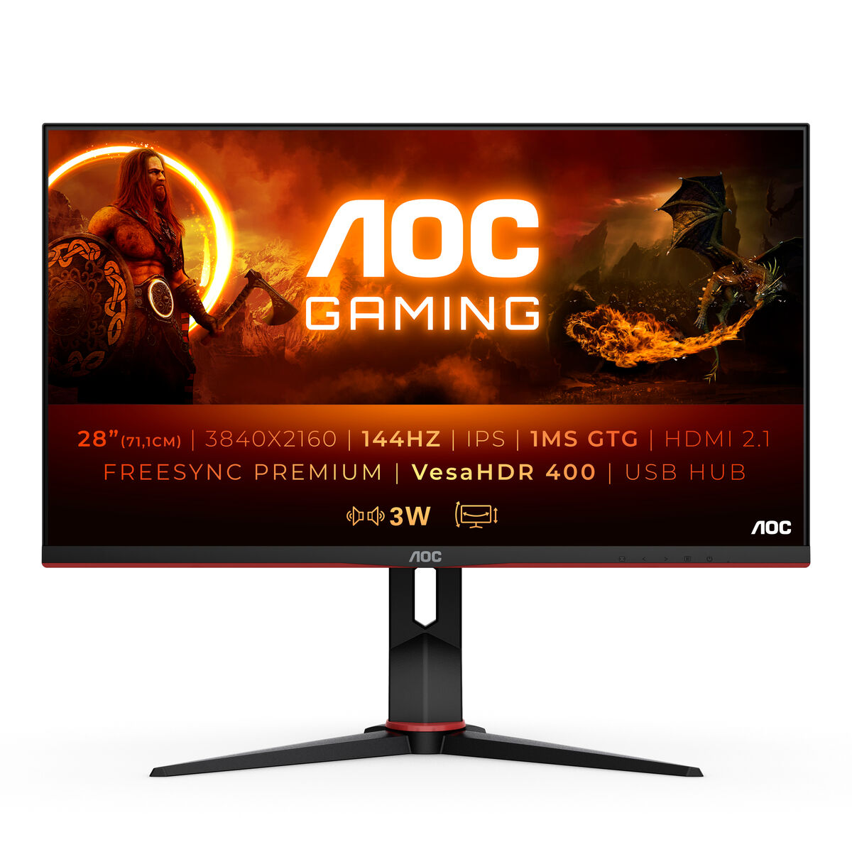 Monitor Gaming AOC U28G2XU2/BK 4K Ultra HD 28