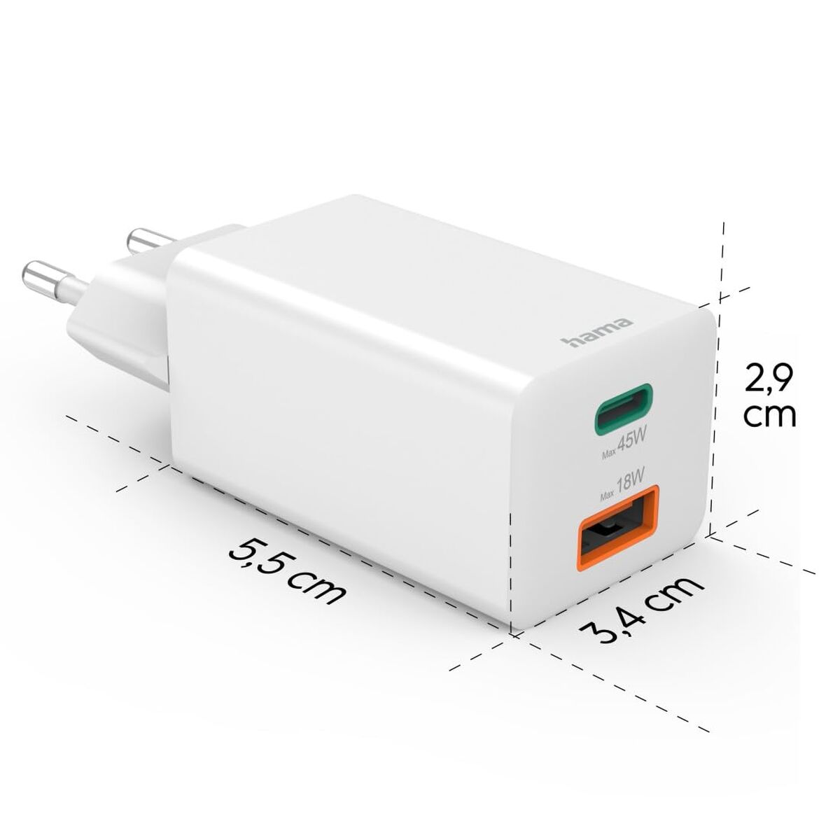 Picture of Wall Charger Hama 00201993 White 45 W