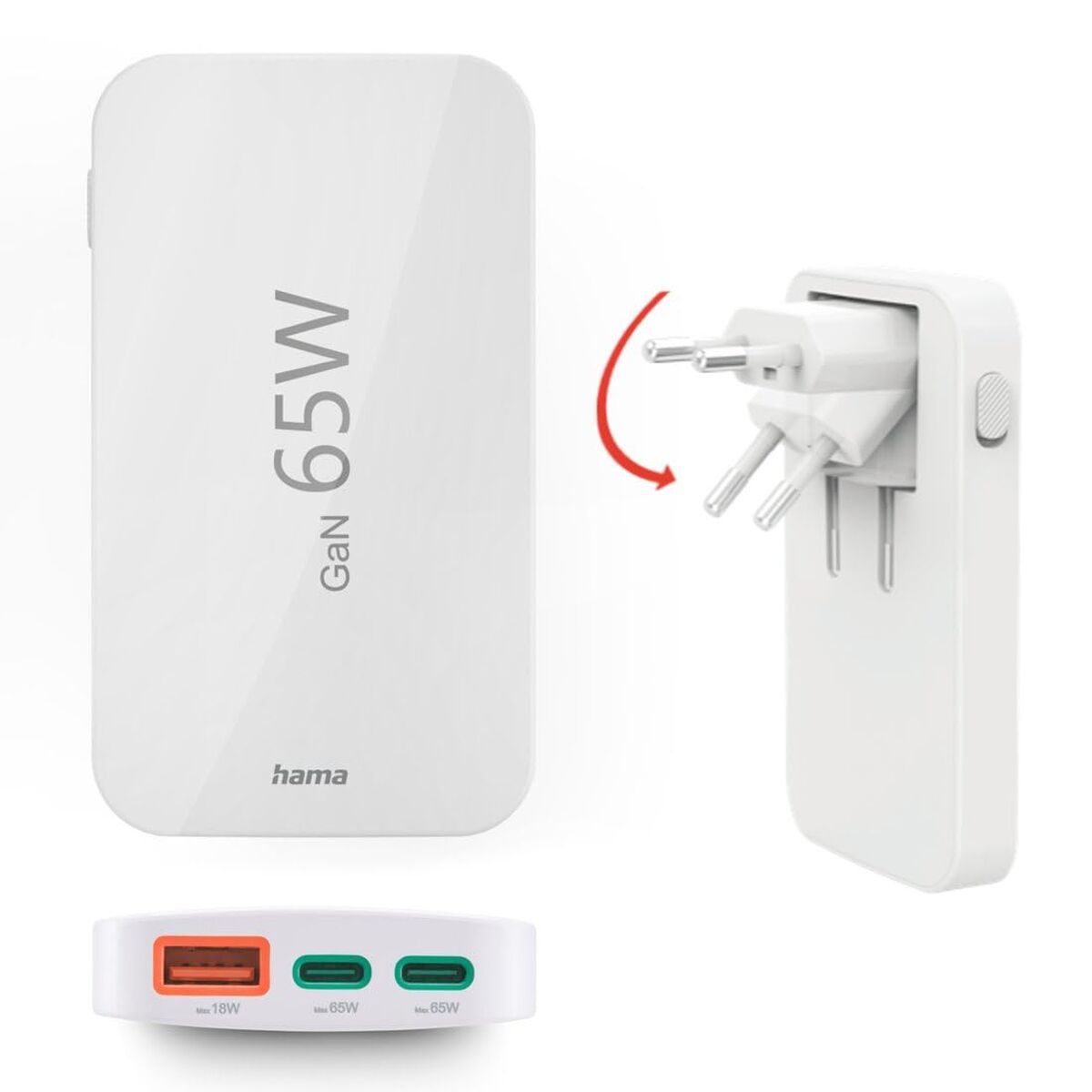 Image de Wall Charger Hama 00201976 White 65 W