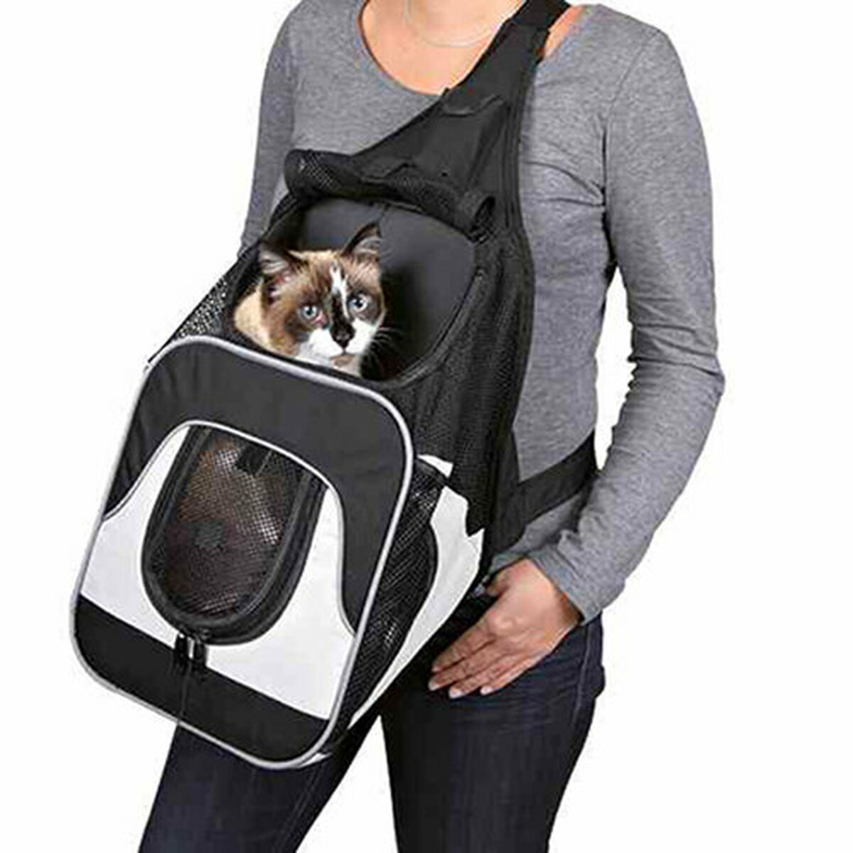 Pet Backpack Trixie Savina Black Grey 30 × 33 × 26 CM, view 2