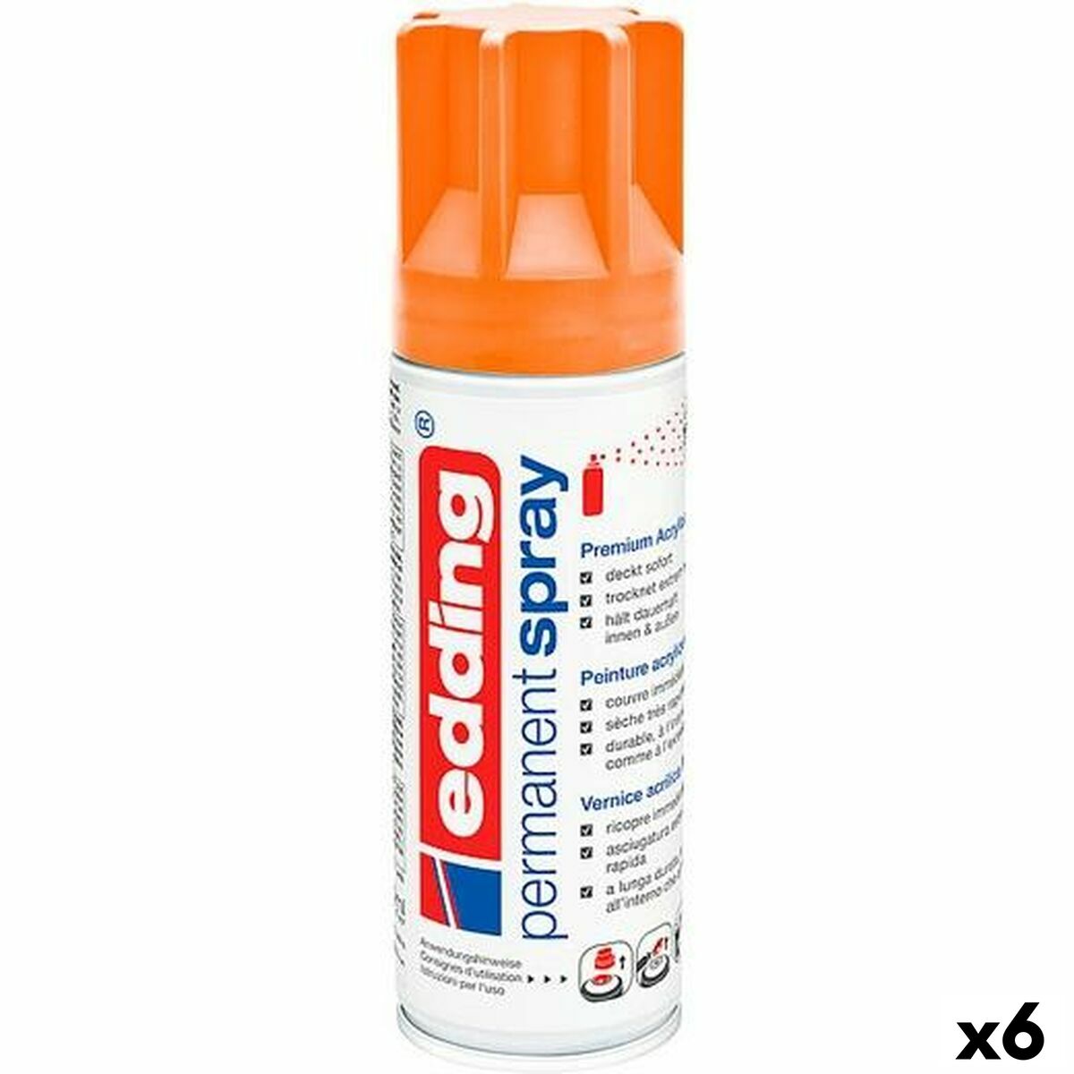 Peinture en spray Edding Permanent Orange 200 ml (6 Unités)