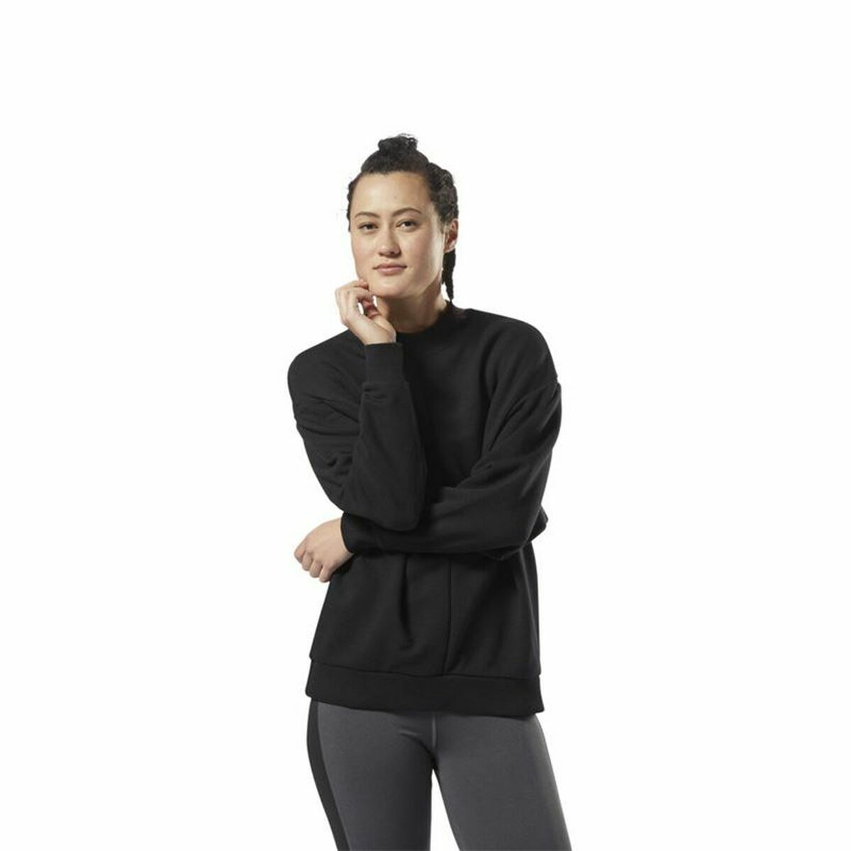 Womens Sweatshirt without Hood Reebok Supply Crew Black