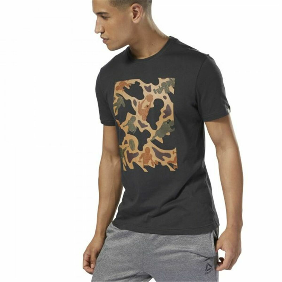 Heren-T-Shirt met Korte Mouwen Reebok Sportswear Training Camouflage Zwart