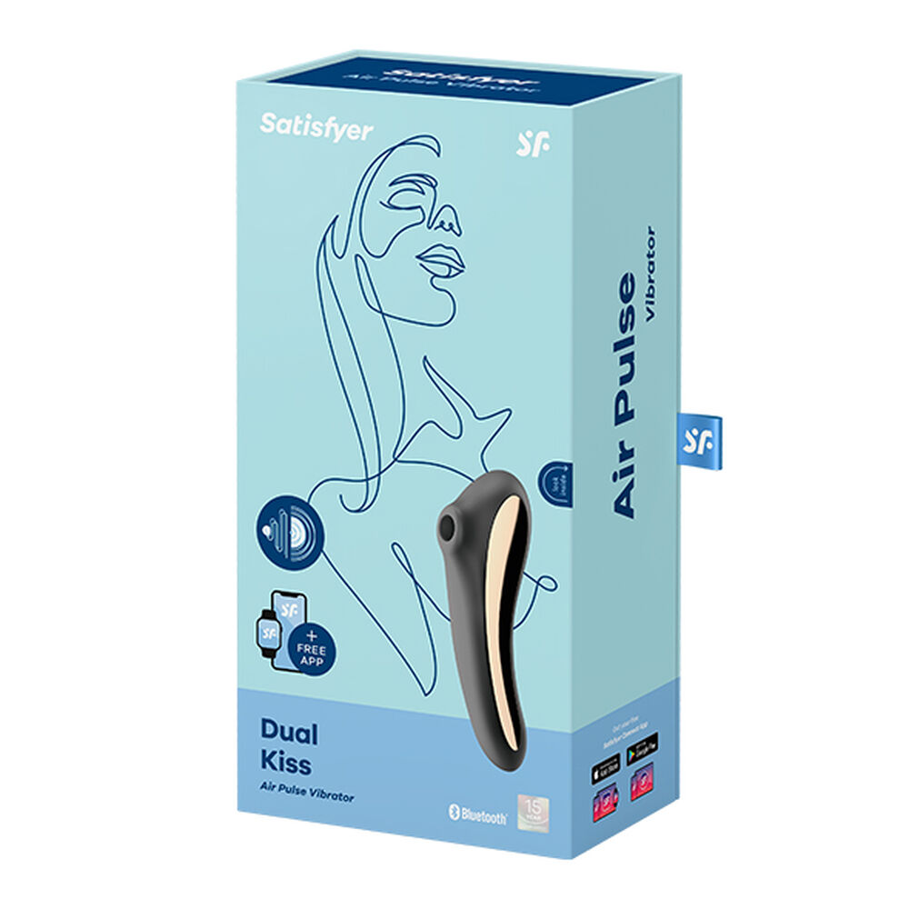 Clitoris Suction Stimulator Satisfyer Dual Kiss Insertable Air Pulse Vibrator Black