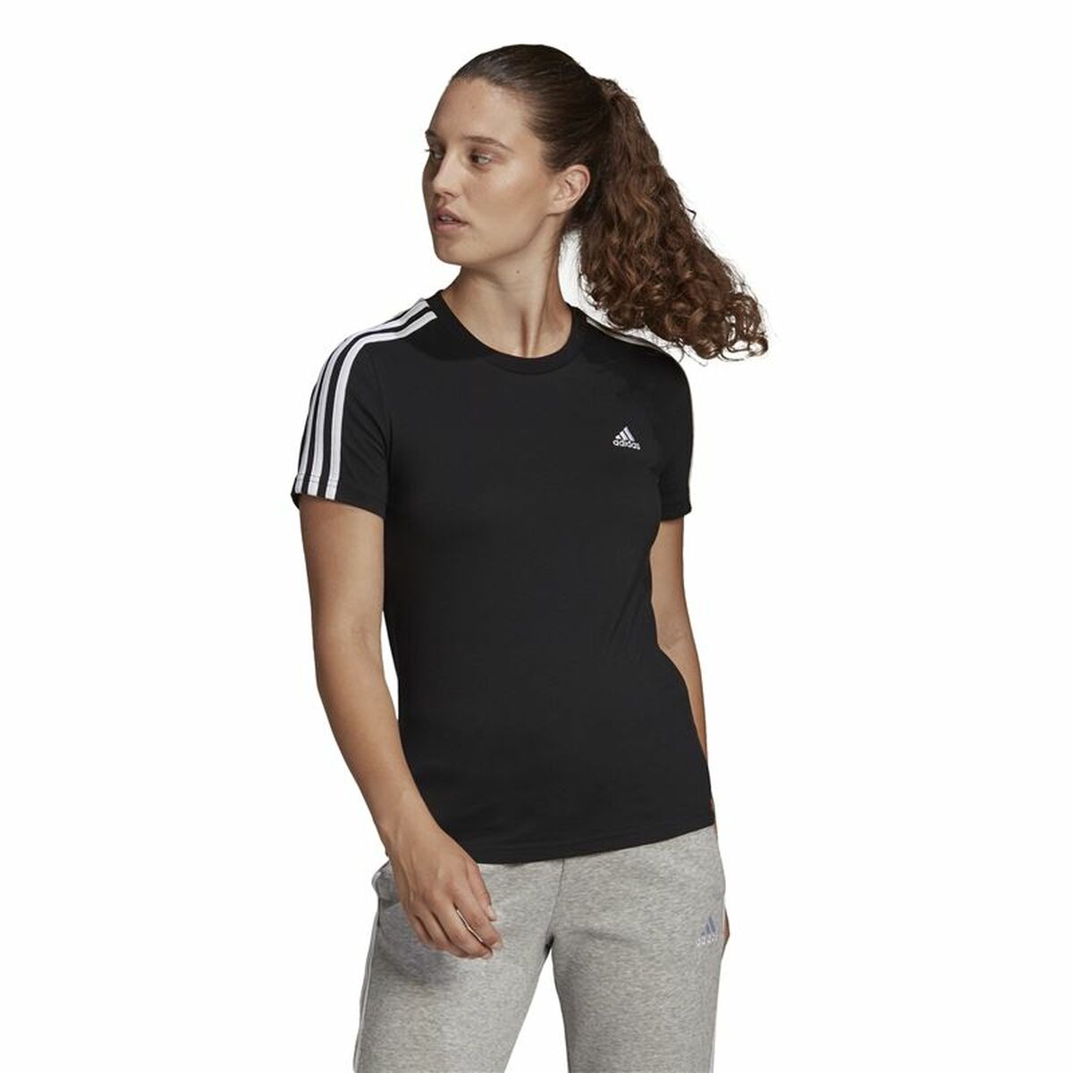 Image secondaire de T-shirt à manches courtes femme Adidas 3S T Noir
