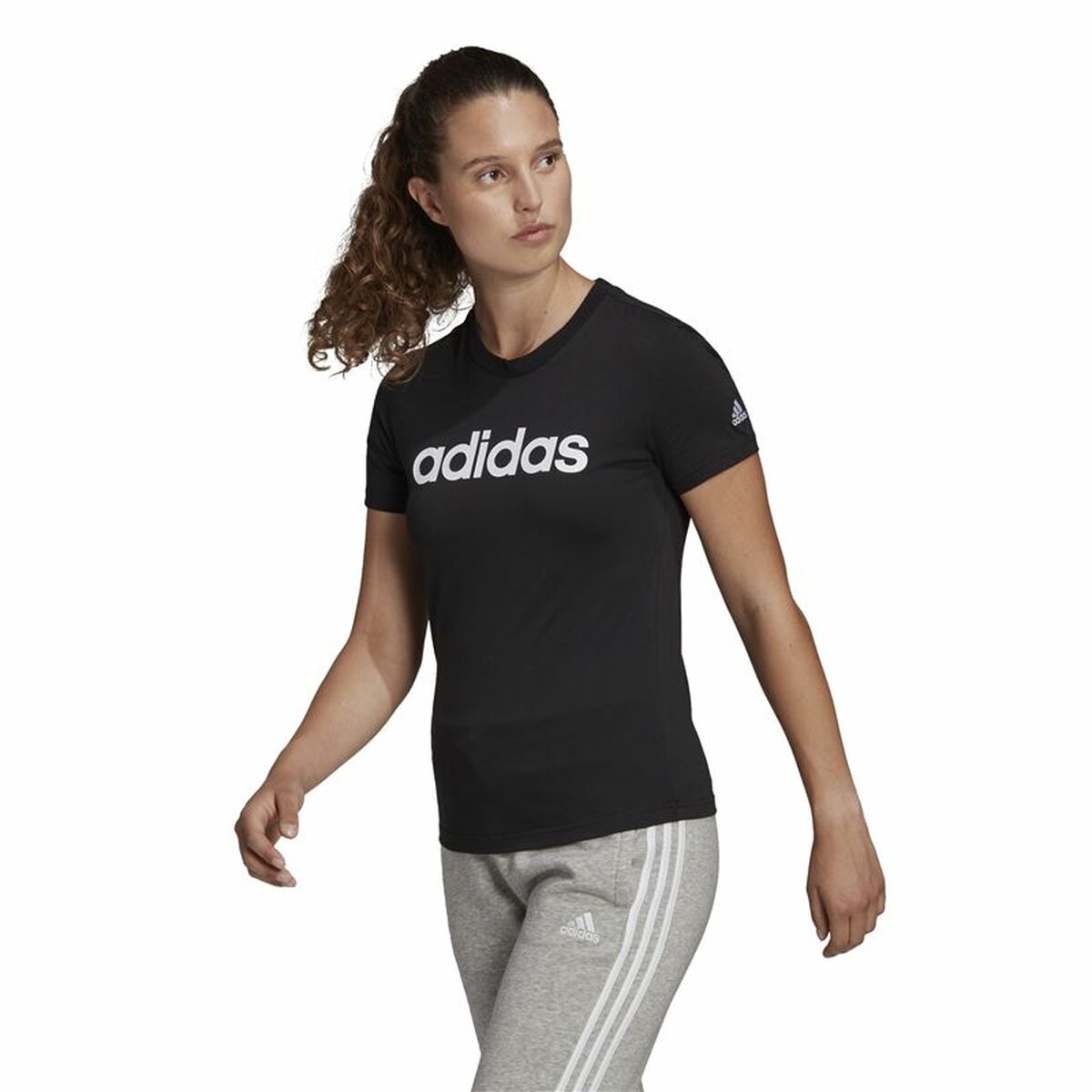 Image secondaire de T-shirt à manches courtes femme Adidas Lin T Noir (XS)
