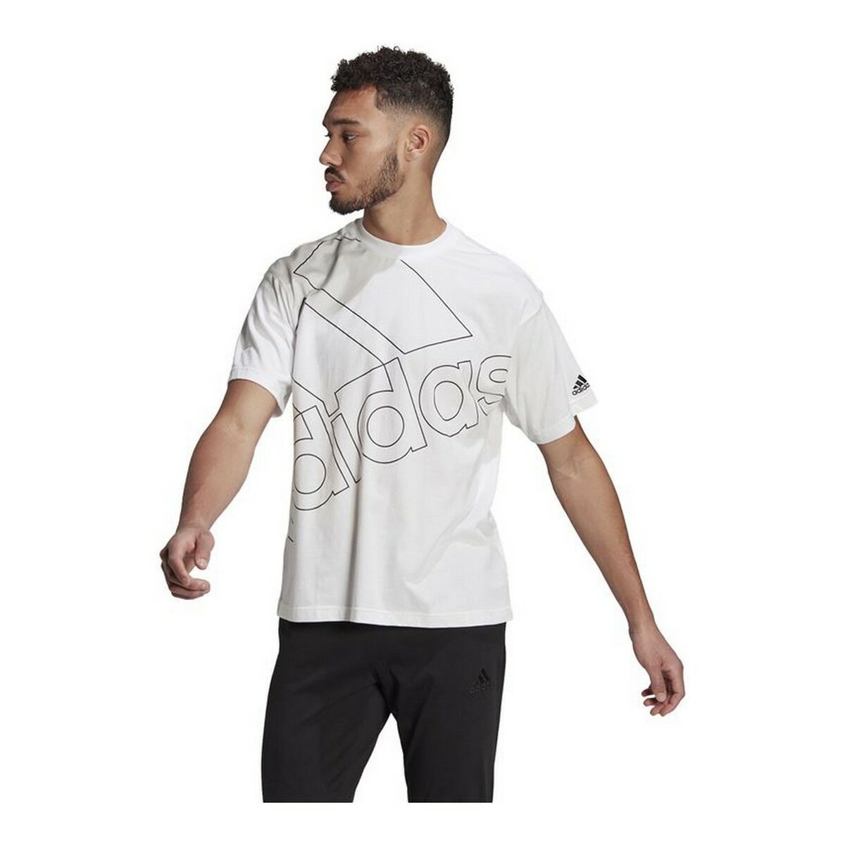Herren Kurzarm-T-Shirt Adidas Giant Logo Weiß - Thumbnail 5