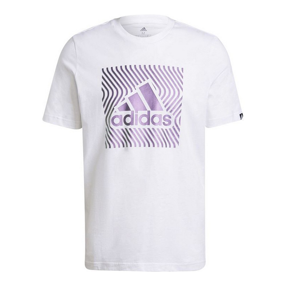 Kortarmet T-skjorte til Menn Adidas Logo Colorshifting Hvit