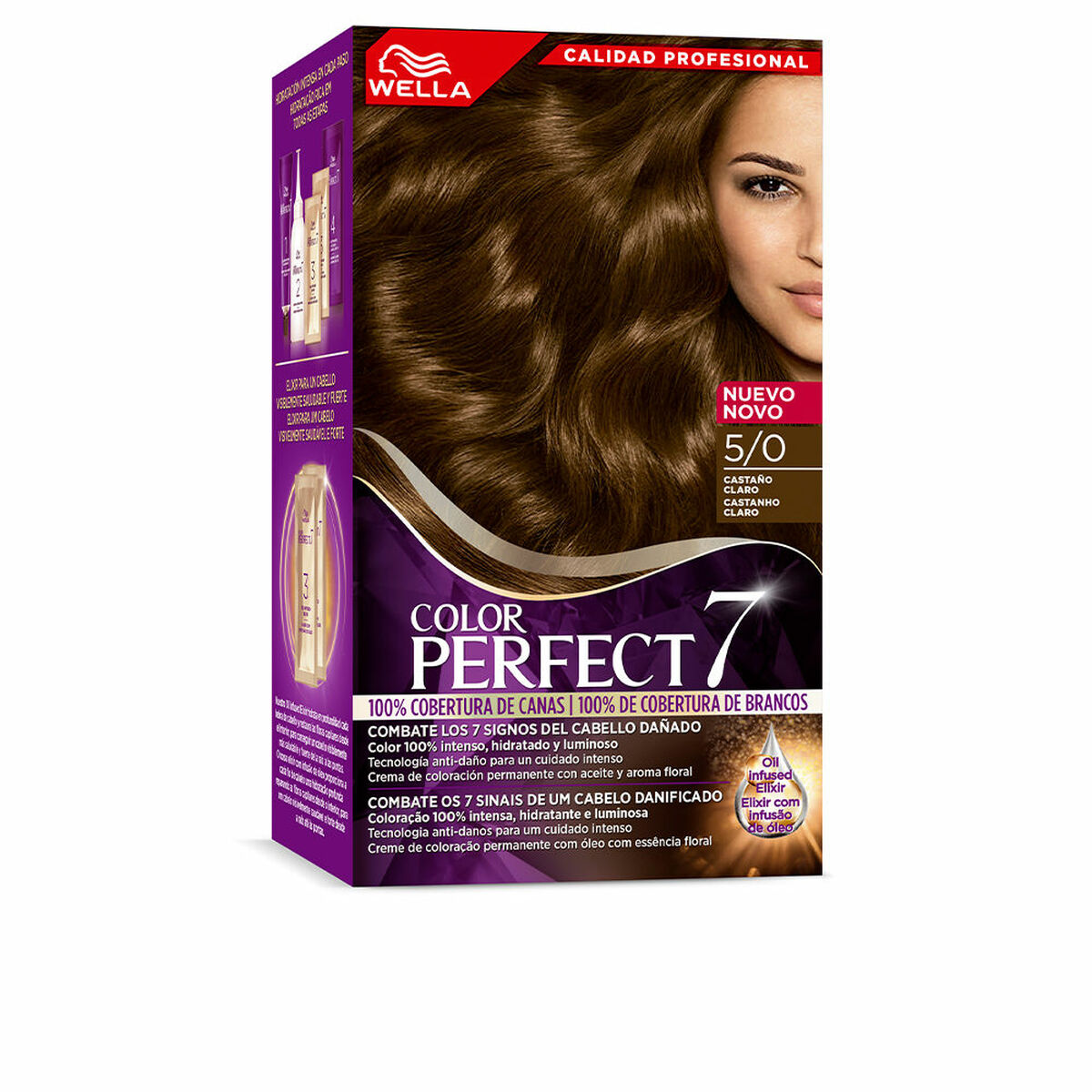 Permanent Dye Wella Color Perfect 7 Nº 5/0 Light Brown 60 ml