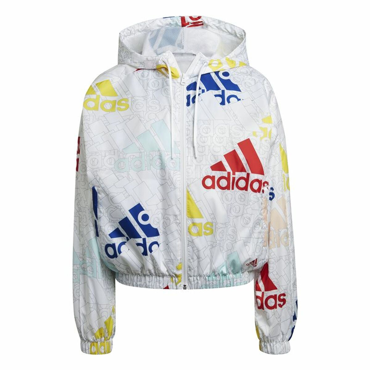 Женско Спортно Яке Adidas Essentials Multi-Colored Logo Бял
