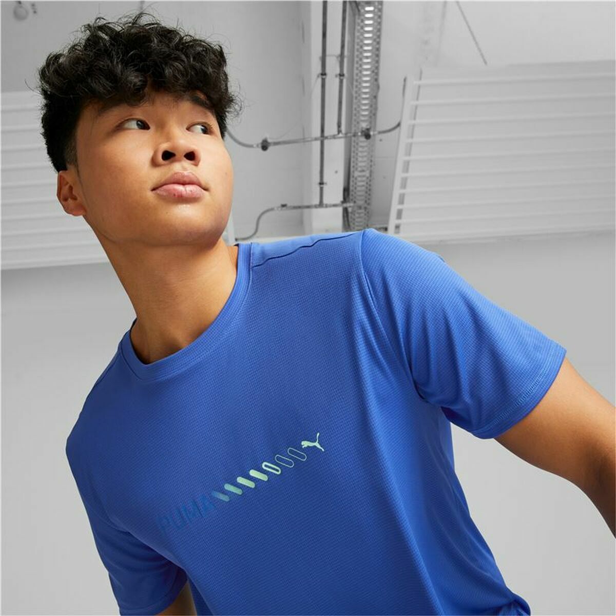 Heren-T-Shirt met Korte Mouwen Puma Run Favorite Logo Blauw