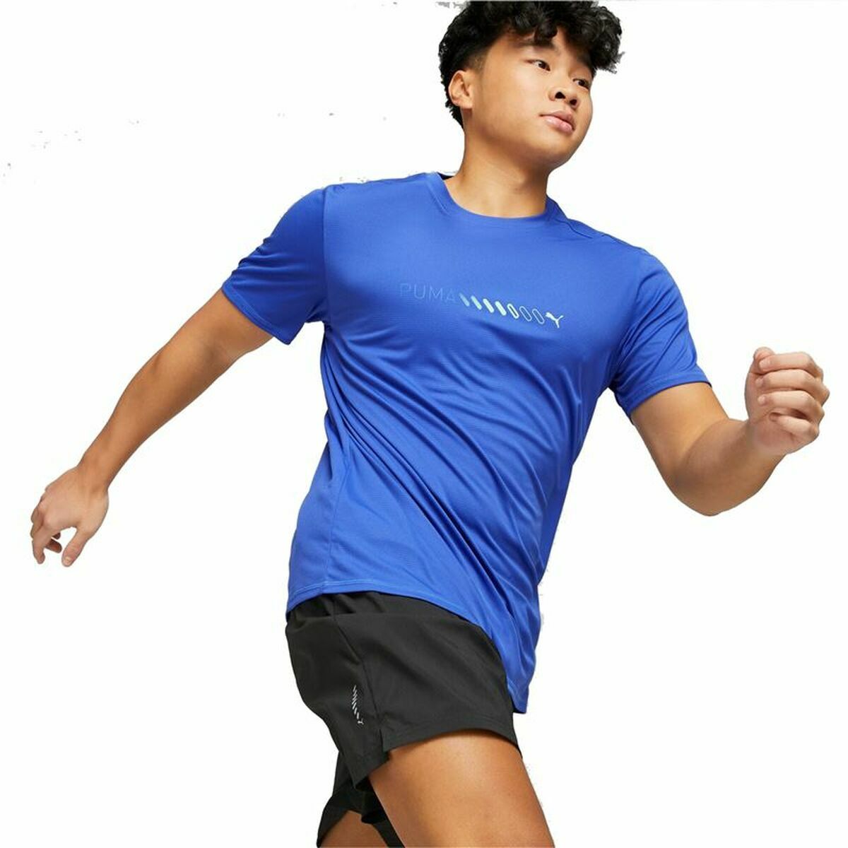 Heren-T-Shirt met Korte Mouwen Puma Run Favorite Logo Blauw