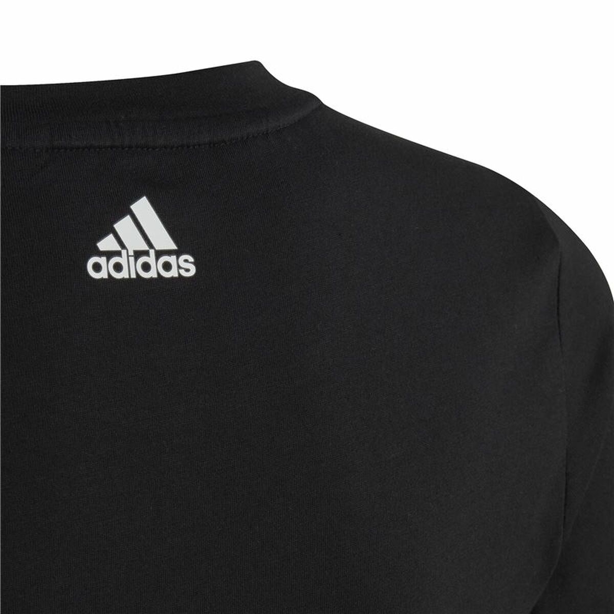 T-Shirt met Korte Mouwen voor kinderen Adidas Essentils Logo Linear Zwart