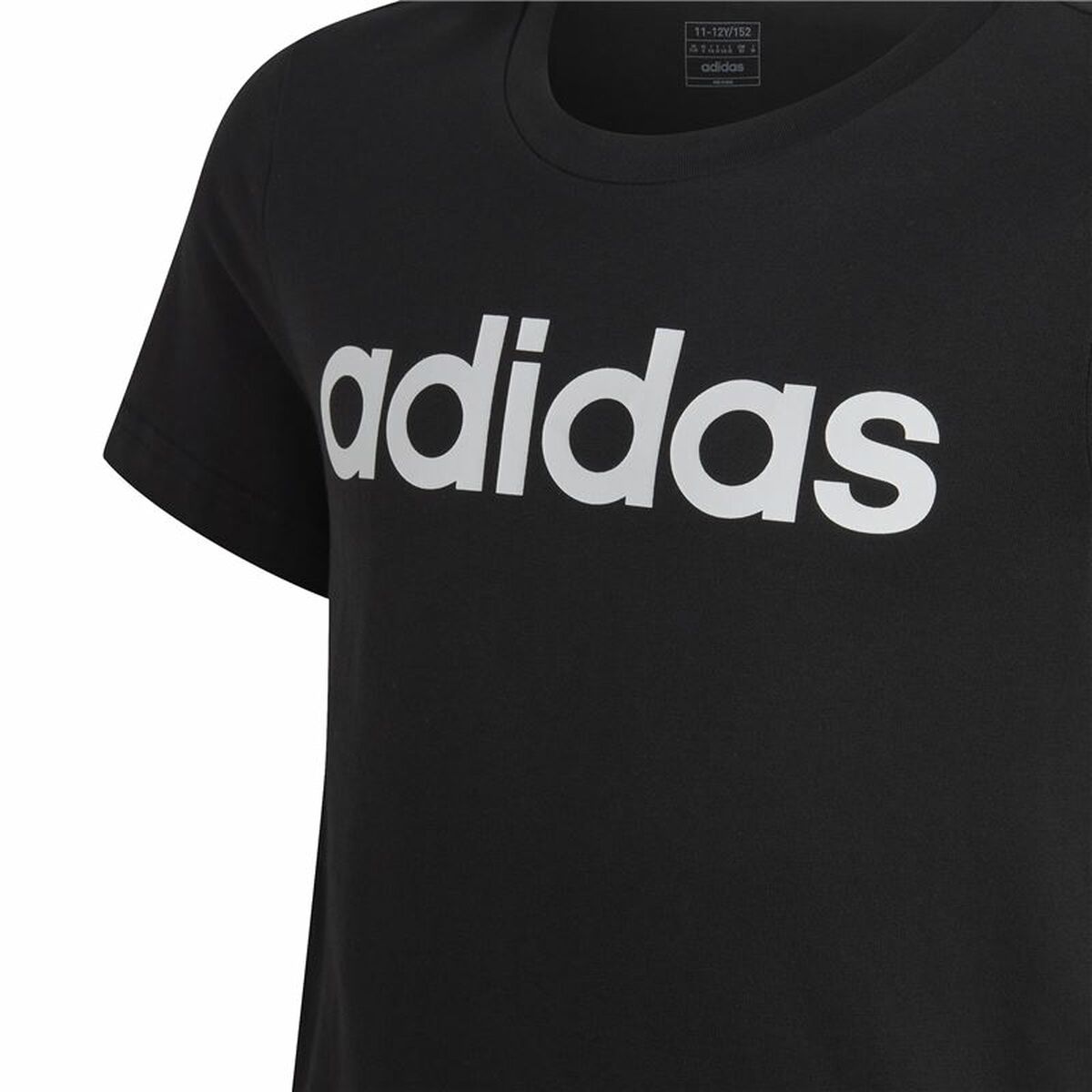 T-Shirt met Korte Mouwen voor kinderen Adidas Essentils Logo Linear Zwart