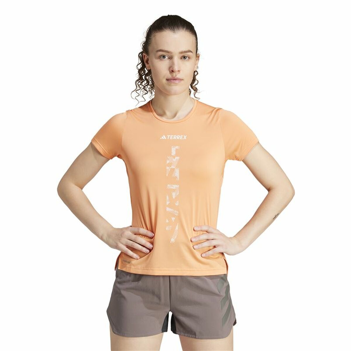 Dames-T-Shirt met Korte Mouwen Adidas Agravic Shirt Oranje
