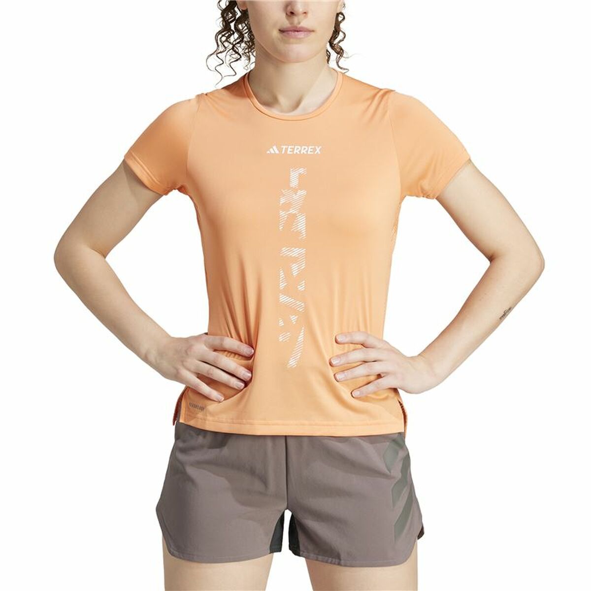 Dames-T-Shirt met Korte Mouwen Adidas Agravic Shirt Oranje